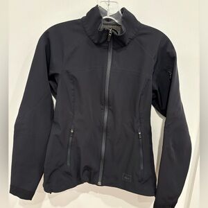 REI Soft Shell Full Zip Jacket Black Womens Small Hiking Outdoor Lightweight